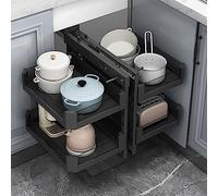 KRXSOBNV, Étagère de Rangement pivotante en Aluminium for Organisateur d'armoire de Cuisine, 4 paniers en Aluminium, optimiseur d'angle entièrement extractible, A,Organisateur de Coin de Cuisine(A)