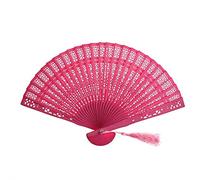 KRXSOBNV Éventail à main en plumes， Éventail à main pliable - 1 pièce chinois vintage en bois creux sculpté Cadeaux Décoration d'intérieur de poche multicolore décoratif(Pink)