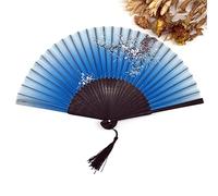 KRXSOBNV Éventail à main en plumes， Éventail à main pliable - 1 pièce vintage chinois en soie filée Impression de fleurs creux sculpté Événement ; Fournitures fête décoratif