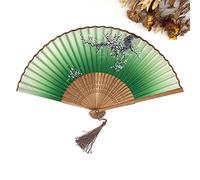 KRXSOBNV Éventail à main en plumes， Éventail à main pliable - 1 pièce vintage chinois en soie filée Impression de fleurs creux sculpté Événement ; Fournitures fête décoratif(9)