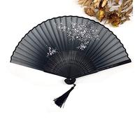 KRXSOBNV Éventail à main en plumes， Éventail à main pliable - 1 pièce vintage chinois en soie filée Impression de fleurs creux sculpté Événement ; Fournitures fête décoratif(5)