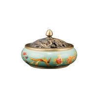 KRXSOBNV Feu de Parfum, Brûleur d'encens en Laiton Peint, Motif Dragon et phénix doré(Vert)
