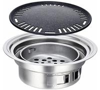 KRXSOBNV, Grill de Barbecue à Charbon de Bois en Acier Inoxydable, antiadhésif, Portable, for l'extérieur, poêle Rond en Carbone,Barbecue