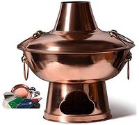 KRXSOBNV, Hotpot traditionnel chinois, Hot Pot mongol, en cuivre pur, charbon de bois qualité supérieure, vieux pékin,Marmite en cuivre