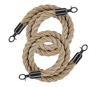 KRXSOBNV La Corde de Garde, Cordes de Chandelier torsadées avec Crochets polis, barrière en Corde Chanvre tressée, contrôle des foules torsadée, 2 pièces(Black Hooks,3.4m/11ft)