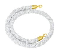 KRXSOBNV La Corde de Garde, for diviseur de File d'attente, avec Crochet doré, Corde sécurité, barrière contrôle des foules(White,2.2m/7.2ft/86.6in)