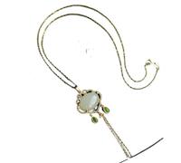 KRXSOBNV Le collier du vent ， Feng Shui amulette richesse pendentif collier pierres naturelles Hetian Jade longs colliers