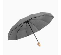 KRXSOBNV Le Parapluie， Parapluie Compact Pliable à 10 Baleines, Ouverture et Fermeture automatiques, poignée en Bois, for la Pluie, Homme Femme(Gray)