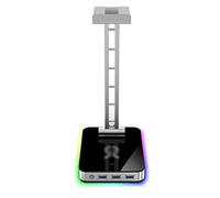 KRXSOBNV L'oreille, Support de Casque Multifonction en Alliage d'aluminium, Interface USB contrôlable, lumière Couleur rvb, Support(Bianco)