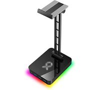 KRXSOBNV L'oreille, Support de Casque Multifonction en Alliage d'aluminium, Interface USB contrôlable, lumière Couleur rvb, Support(Black)