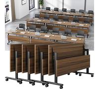 KRXSOBNV, Lot de 4 Bureaux d'ordinateur roulants, Bureau Mobile sur roulettes, Tables réunion Formation, Grande Table séminaire, d'étude for Le à Domicile,Table de conférence(140x50x75cm)