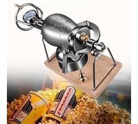 KRXSOBNV, Machine à pop-corn en acier inoxydable 304, mini pop-corn à main avec manivelle manuelle avec base en planche de bois, machine à pop-corn à double pression, 268 ml ，Machine à pop-corn(300ML)