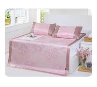 KRXSOBNV, Matelas à la Mode en Soie glacée, Tapis d'été en Trois pièces, Tapis en rotin, Tapis d'été en Trois pièces,Matelas d'été(Pink,180x200cm)