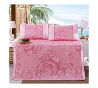 KRXSOBNV, Mattress 3 pièces Tapis de Soie glacée Tapis Jacquard 1,5/1,8 m Lavable 2 taies d'oreiller et 1 Tapis Pliable Simple Double Drap de Matelas de climatisation,Matelas d'été(5,150x200cm 3pcs)