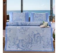 KRXSOBNV, Mattress 3 pièces Tapis de Soie glacée Tapis Jacquard 1,5/1,8 m Lavable 2 taies d'oreiller et 1 Tapis Pliable Simple Double Drap de Matelas de climatisation,Matelas d'été(1,150x200cm 3pcs)