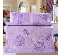 KRXSOBNV, Mattress 3 pièces Tapis de Soie glacée Tapis Jacquard 1,5/1,8 m Lavable 2 taies d'oreiller et 1 Tapis Pliable Simple Double Drap de Matelas de climatisation,Matelas d'été(2,150x200cm 3pcs)