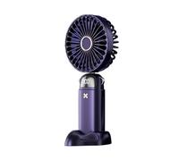 KRXSOBNV, Mini Ventilateur portatif Pliable USB, Ventilateur Suspendu au Cou, 5 Vitesses, Rechargeable par USB, avec Support de téléphone et écran d'affichage ,Ventilateur à Main(Blue)