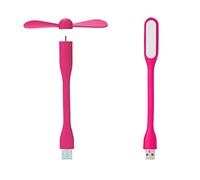 KRXSOBNV, Mini Ventilateur USB Flexible et Pliable, Ventilateur Portable et Lampe LED USB for l'alimentation ，Ventilateur à Main(Pink)