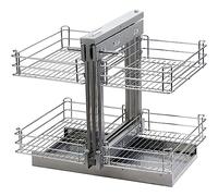 KRXSOBNV, Organisateur Coulissant d'angle Mort for Armoire de Cuisine multifonctionnelle, Porte-Bouteilles de Rangement Rotatif Domestique avec Fermeture Douce, Panier de Rangement de Cuisine,B,Organ