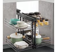 KRXSOBNV, Organisateur Coulissant d'angle Mort for Armoire de Cuisine multifonctionnelle, Porte-Bouteilles de Rangement Rotatif Domestique avec Fermeture Douce, Panier de Rangement de Cuisine,B,Organ