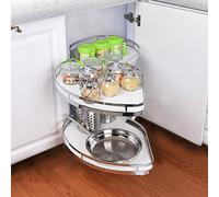 KRXSOBNV, Organisateur coulissant d'angle mort for armoire de cuisine, plateau pivotant à 2 niveaux, coulissant for armoires de 800 à 900 mm, ouverture droite/gauche blanche, fermeture douce ouverte à