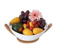KRXSOBNV, Organisateur d'assiettes à Dessert en céramique, Base en bois, Chic, plat à fruits, décoration de la maison for fête, dîner en famille,Bol à fruits