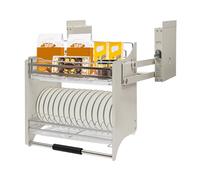 KRXSOBNV, Organisateur de Panier Coulissant à 2 Niveaux for armoires Ouvertes à Gauche et à Droite, étagère d'angle de Cuisine coulissante Moderne, Rangement d'armoire for épices, Plats et Bols,Organ