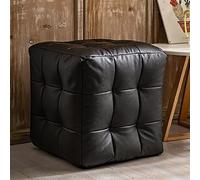 KRXSOBNV, Ottomans Tabourets Repose-Pieds Cube en Cuir Repose-Pieds de Couleur Unie, for Salon, Chambre à Coucher, Couloir d'entrée - Meuble élégant et Fonctionnel,Tabourets(Black)
