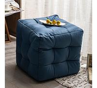 KRXSOBNV, Ottomans Tabourets Repose-Pieds Cube en Cuir Repose-Pieds de Couleur Unie, for Salon, Chambre à Coucher, Couloir d'entrée - Meuble élégant et Fonctionnel,Tabourets(Blue)