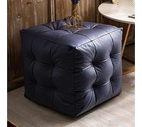 KRXSOBNV, Ottomans Tabourets Repose-Pieds Cube en Cuir Repose-Pieds de Couleur Unie, for Salon, Chambre à Coucher, Couloir d'entrée - Meuble élégant et Fonctionnel,Tabourets(Navy Blue)