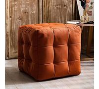 KRXSOBNV, Ottomans Tabourets Repose-Pieds Cube en Cuir Repose-Pieds de Couleur Unie, for Salon, Chambre à Coucher, Couloir d'entrée - Meuble élégant et Fonctionnel,Tabourets(Orange)
