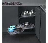 KRXSOBNV, Panier Coulissant à Soucoupe d'angle à Plateau pivotant à 2 Niveaux, égouttoir à Vaisselle à Deux Niveaux en Acier Inoxydable, Panier Coulissant à Soucoupe Grise-Ouverture Droite/Gauche,Org