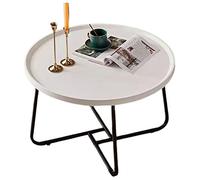 KRXSOBNV, Petite Table Basse Ronde Moderne en Noyer - Meubles de Salon à Structure métallique - Table combinée Domestique,Tables de Sol(White,80x46cm)