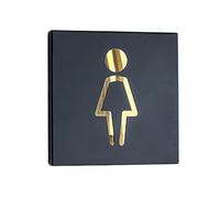 KRXSOBNV, Plaque de porte salle bain en acier inoxydable for hommes et femmes, symbole carré noir 20 cm for toilettes, for bureaux, entreprises restaurants ，Signalisation pour toilettes(B)