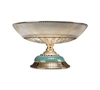 KRXSOBNV, Plateau à fruits en verre sans plomb en cristal à carreaux, bol à fruits de décoration de bureau minimaliste moderne, avec base métallique,Bol à fruits