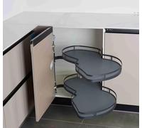 KRXSOBNV, Plateau pivotant à fermeture douce à 2 niveaux avec plateau antidérapant Armoire de cuisine rotative réglable en hauteur Support de rangement coulissant d'angle mort Convient aux armoires de