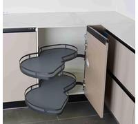 KRXSOBNV, Plateau pivotant à fermeture douce à 2 niveaux avec plateau antidérapant Armoire de cuisine rotative réglable en hauteur Support de rangement coulissant d'angle mort Convient aux armoires de