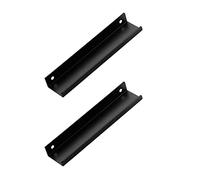 KRXSOBNV, Poignées dissimulées Noires, Bouton de Porte Invisible for Armoire, Placard Cuisine, 2 pièces,Poignées de Porte dissimulées(Hole Distance 192mm)