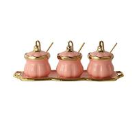 KRXSOBNV, Pot à épices en céramique avec couvercle, pot d'assaisonnement, ensemble de sucriers, boîte de rangement d'épices, sucrier, salière, conteneur de Pots à condiments,Bocaux d'assaisonnement