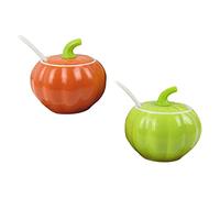 KRXSOBNV, Pot à épices en céramique en forme de citrouille, ensemble de récipients à sucre et à sel, Pots à condiments, boîte d'assaisonnement avec couvercles, cuillère for boîte de cuisine 2 pièces,