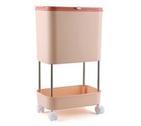 KRXSOBNV poubelle, Avec couvercle, avec 2 compartiments rectangulaire roulette for salle de bain chambre cuisine bureau salon(/Pink,2 Tiers)