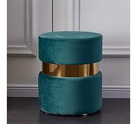 KRXSOBNV, Repose-Pieds en Velours - Tabouret de vanité Rond Moderne rembourré Bleu Marine avec Bord doré, Tabouret Court touffeté épais et Confortable,Tabourets(A)