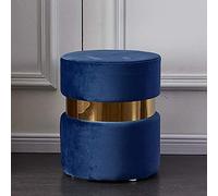 KRXSOBNV, Repose-Pieds en Velours - Tabouret de vanité Rond Moderne rembourré Bleu Marine avec Bord doré, Tabouret Court touffeté épais et Confortable,Tabourets(Navy Blue)