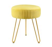 KRXSOBNV, Repose-Pieds Rond en Velours avec Pieds dorés - Tabouret de Maquillage, Chaise plissée rembourrée Moderne, for Salon et Chambre à Coucher,Tabourets(Yellow)