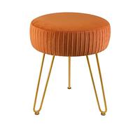 KRXSOBNV, Repose-Pieds Rond en Velours avec Pieds dorés - Tabouret de Maquillage, Chaise plissée rembourrée Moderne, for Salon et Chambre à Coucher,Tabourets(Orange)