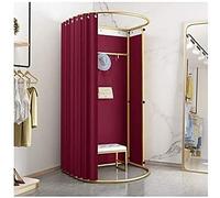 KRXSOBNV, Salle d'essayage de magasin de vêtements avec rideau d'ombrage, vestiaire de magasin de vêtements, rideau en tissu d'ombrage avec étagère à cadre en métal doré, vestiaire for magasin ,Cabine