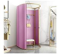KRXSOBNV, Salle d'essayage de magasin de vêtements avec rideau d'ombrage, vestiaire de magasin de vêtements, rideau en tissu d'ombrage avec étagère à cadre en métal doré, vestiaire for magasin ,Cabine