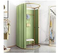 KRXSOBNV, Salle d'essayage de magasin de vêtements avec rideau d'ombrage, vestiaire de magasin de vêtements, rideau en tissu d'ombrage avec étagère à cadre en métal doré, vestiaire for magasin ,Cabine