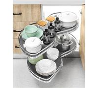 KRXSOBNV, Support de Rangement carrousel à 2 Niveaux, Plateau pivotant, Organisateur Coulissant, étagère d'angle rotative réglable en Hauteur, Ouvert à gauche-86 * 50 cm,Organisateur de Coin de cuisi