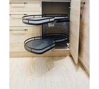 KRXSOBNV, Support de rangement for plateau d'angle aveugle de cuisine, soucoupe d'angle, panier coulissant avec balançoire à 2 couches, chaque plateau pivote indépendamment, fermeture en douceur de l'